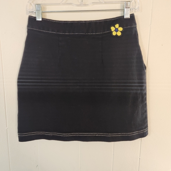 Vans Brighton High Waist Black Zip Up Mini Skirt Retro Flower Colorful 90s - Picture 3 of 15
